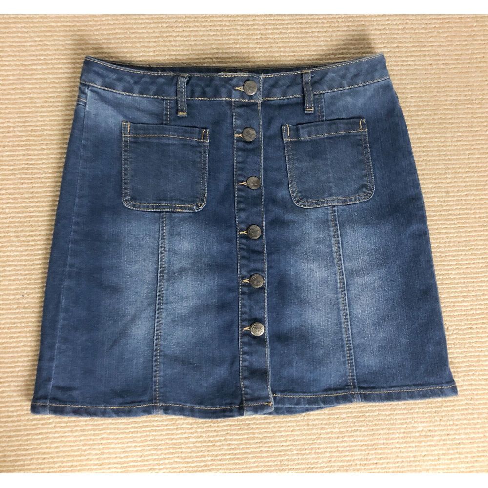 Earl Jean Blue Jeans Skirt Button Front Size‎ 10 Denim